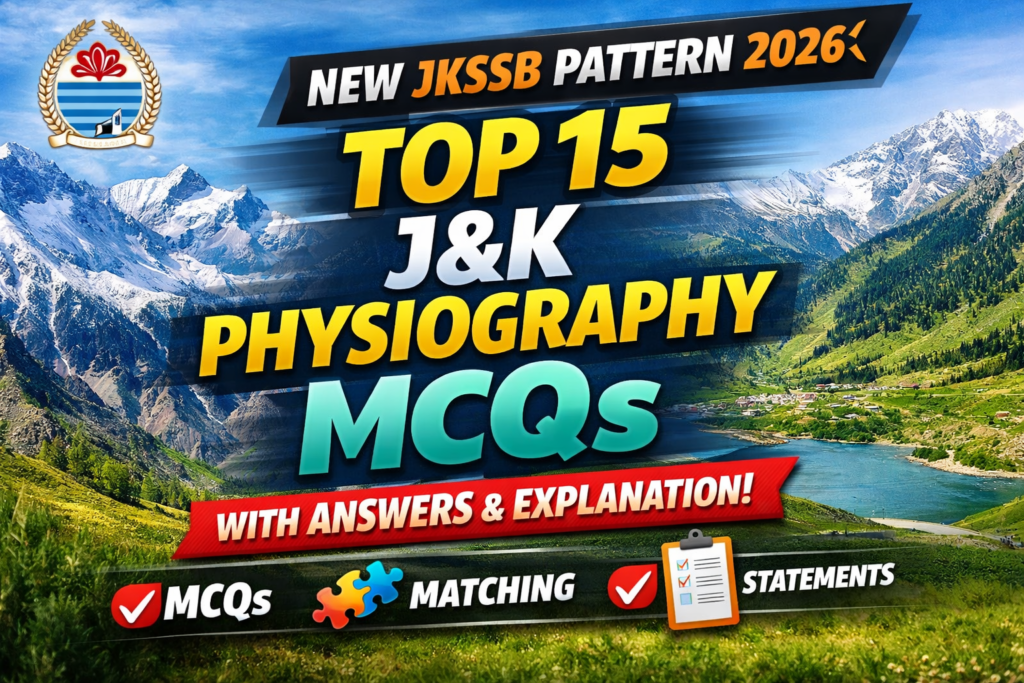Top 15 J&K Physiography MCQs (New JKSSB Pattern 2026)