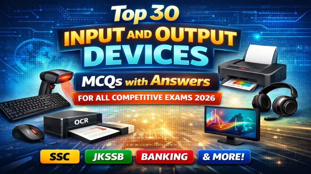 Top 30 Input and Output Devices MCQs with Answers for all Competitive Exams 2026