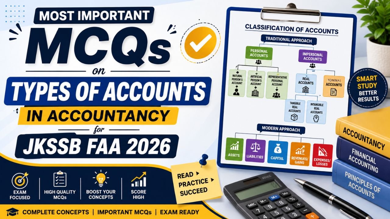 Most Important MCQs on Types of Accounts in Accountancy for JKSSB FAA 2026