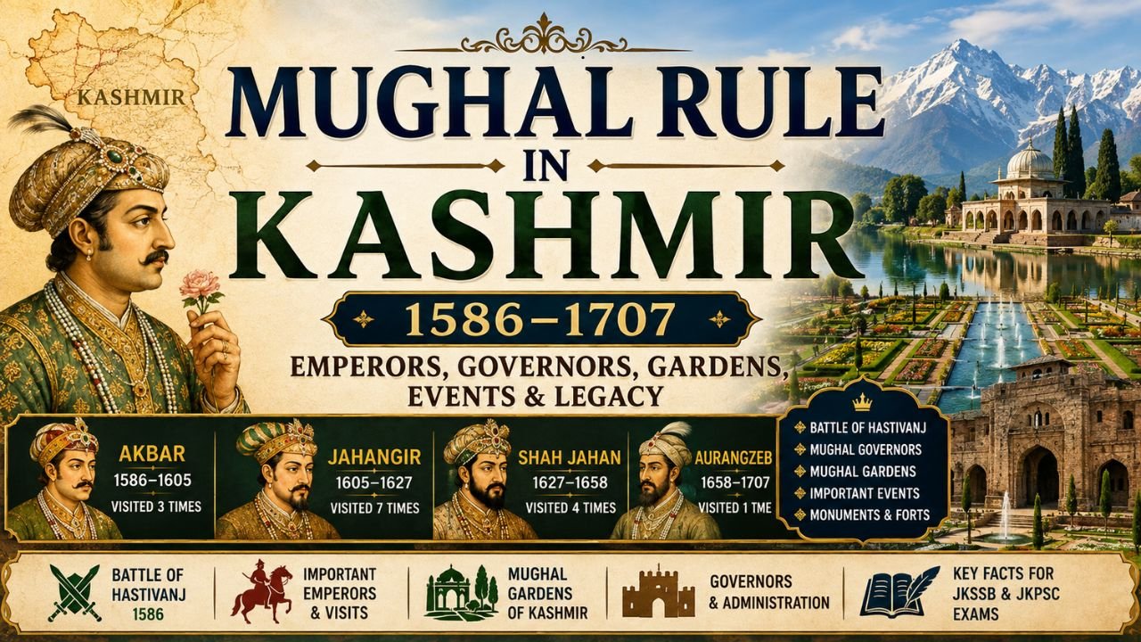 Mughal Rule in Kashmir: Notes, Important Facts and MCQ’s for JKSSB and JKPSC Exams
