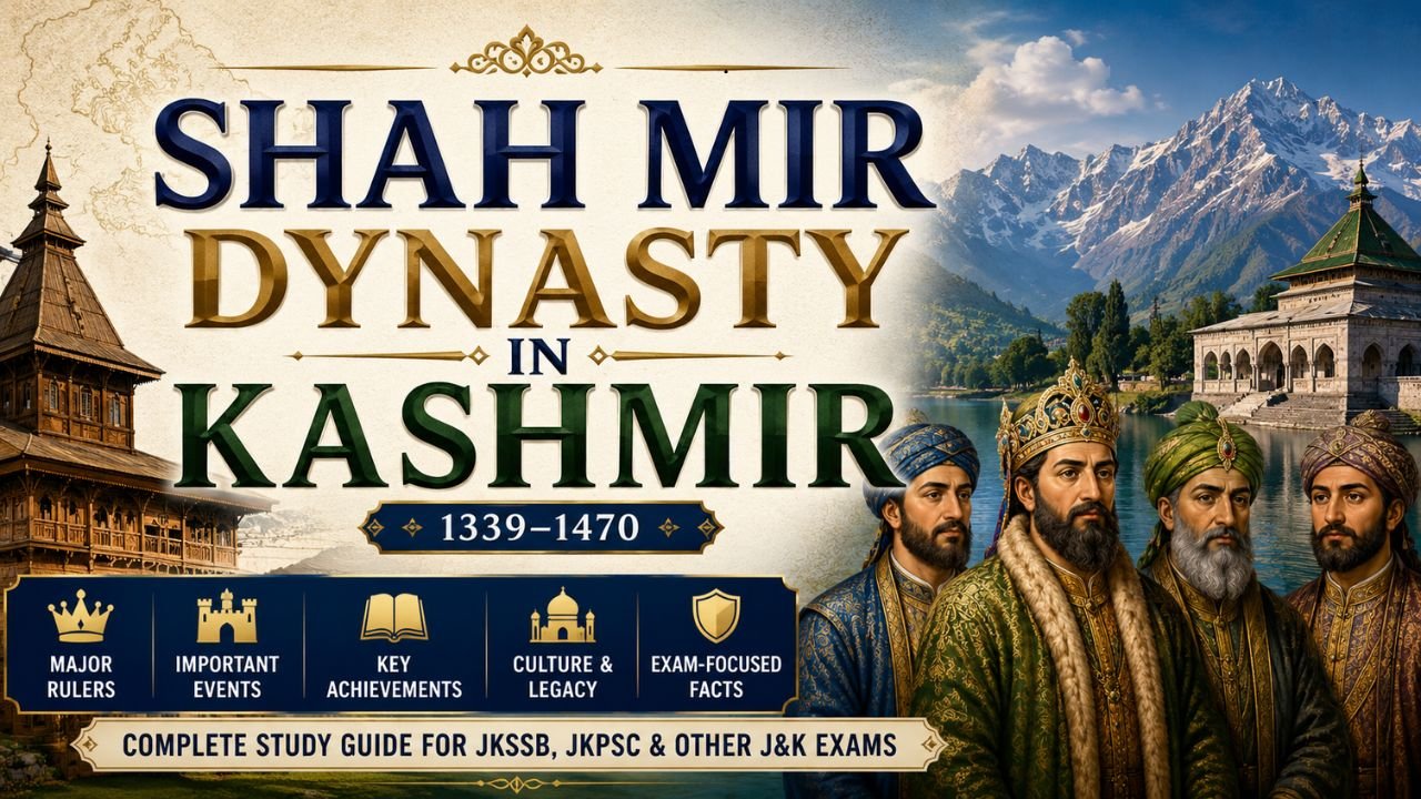 Shah Mir Dynasty in Kashmir: Complete Notes, Important Facts and MCQ’s for JKSSB and JKPSC Exams